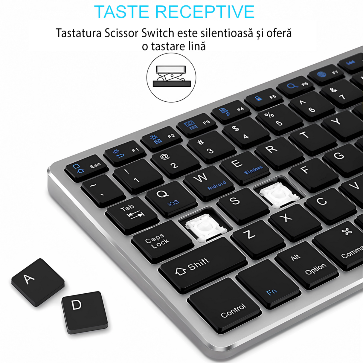 Bervolo Rechargeable Bluetooth Keyboard, Black