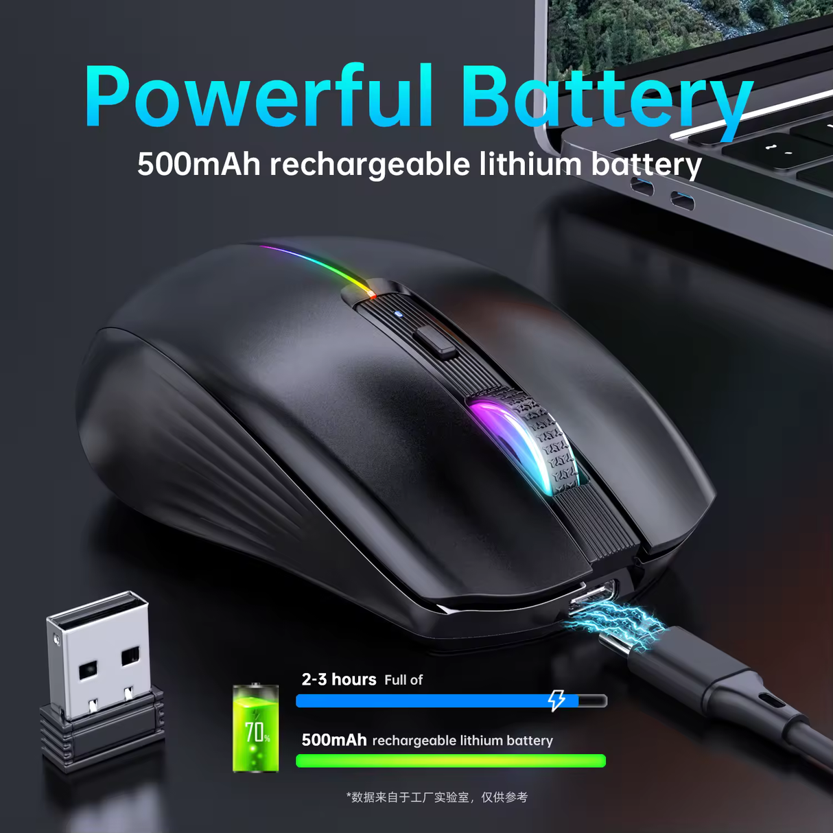 Mouse Wireless Bervolo® Nexus Pro, Conectivitate Simultana la 3 Dispozitive, DPI Ajustabil, Iluminare RGB, Reincarcabil USB Type-C, Silent Click, Ergonomic, Negru