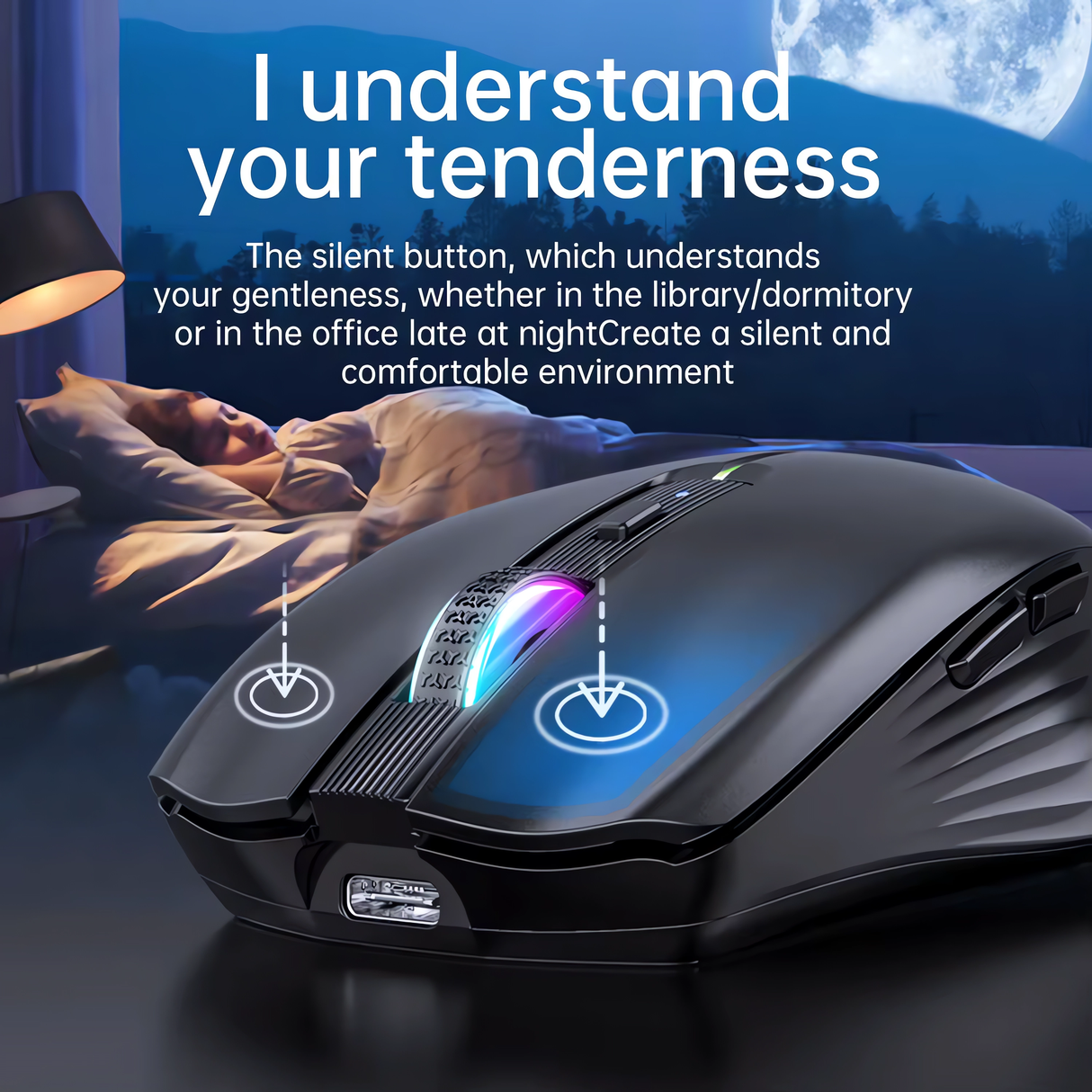 Mouse Wireless Bervolo® Nexus Pro, Conectivitate Simultana la 3 Dispozitive, DPI Ajustabil, Iluminare RGB, Reincarcabil USB Type-C, Silent Click, Ergonomic, Negru