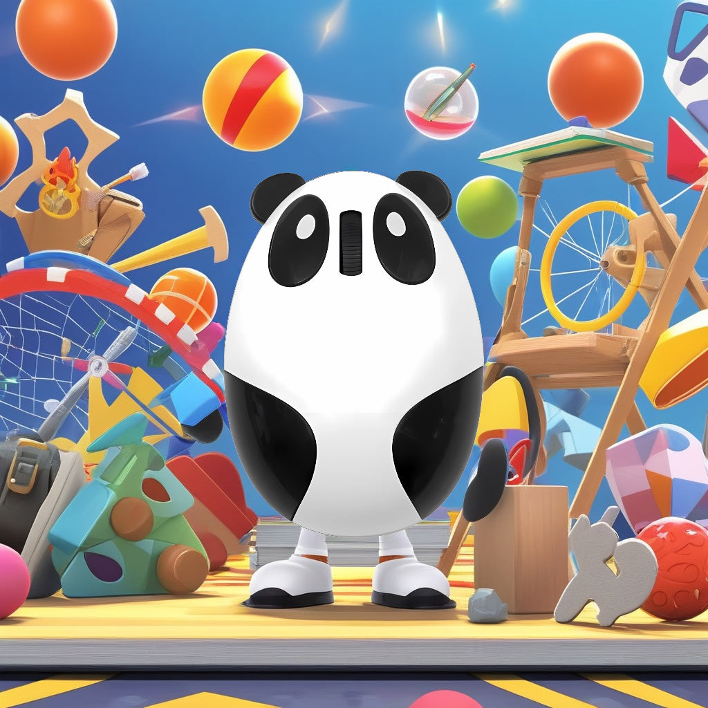 Mouse pentru Copii Bervolo® Panda – Reîncărcabil, Wireless USB 2.4 GHz, 3000 DPI, 3 Butoane, Click Silențios, Ergonomic, pentru Dreptaci și Stângaci, Alb