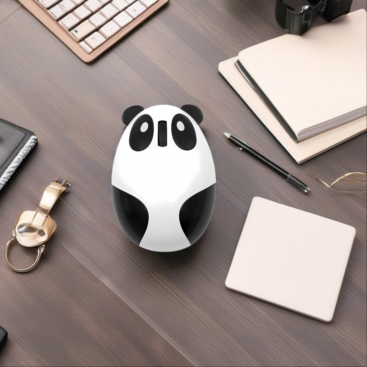 Mouse pentru Copii Bervolo® Panda – Reîncărcabil, Wireless USB 2.4 GHz, 3000 DPI, 3 Butoane, Click Silențios, Ergonomic, pentru Dreptaci și Stângaci, Alb
