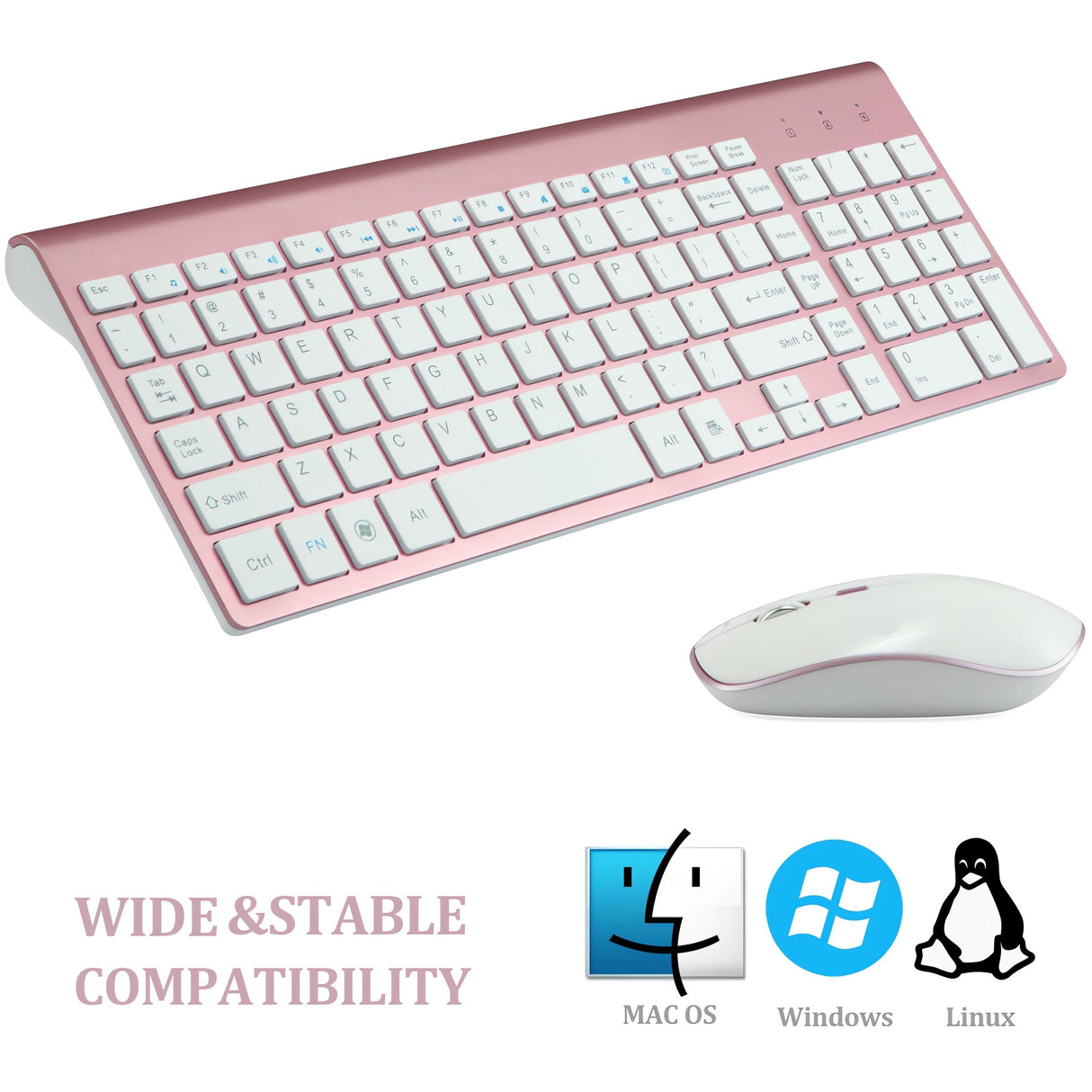 Bervolo Combo Keyboard and Mouse, Rose Gold