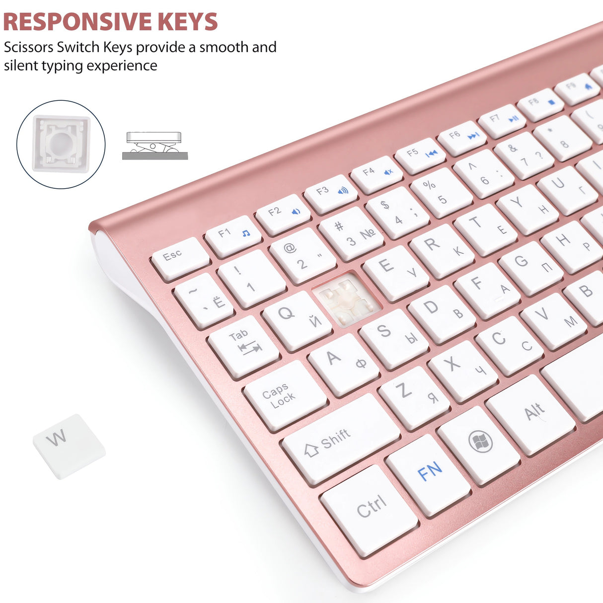 Bervolo Combo Keyboard and Mouse, Rose Gold