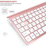 Set Universal Combo Tastatură și Mouse Premium Bervolo®, Wireless 2.4G, Click Scissor Switch, Versiune US, Rose Gold