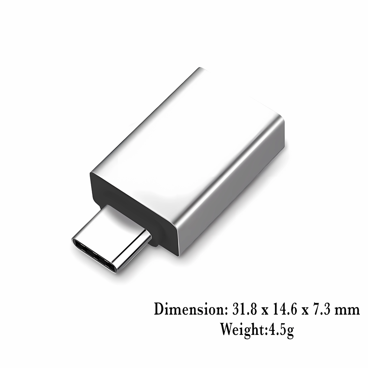 Bervolo adapter USB-C-USB-A 3.0 csatlakozóval, gyorstöltés, alumínium ház, ezüst