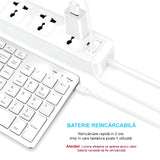 Tastatură Bluetooth Reîncărcabilă Bervolo®, Scissor Switch, Taste Multimedia, Compatibilitate Universală, Windows/Mac/iOS/Android, Silver