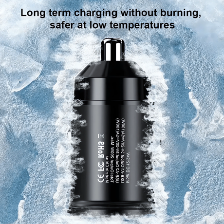 Bervolo® 100W Car Charger, Fast Charging, 1 x USB & 1 x USB-C, Compatible with iPhone, Xiaomi, Samsung, Huawei, Black