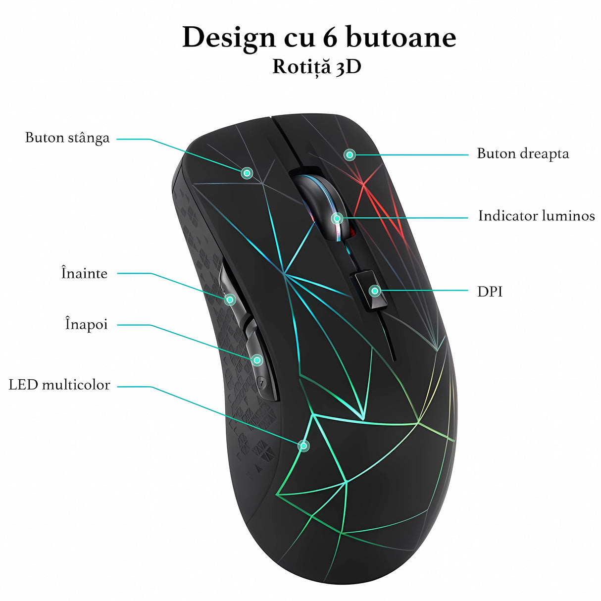 Dual Mouse Bervolo Rainbow Backlight, Black