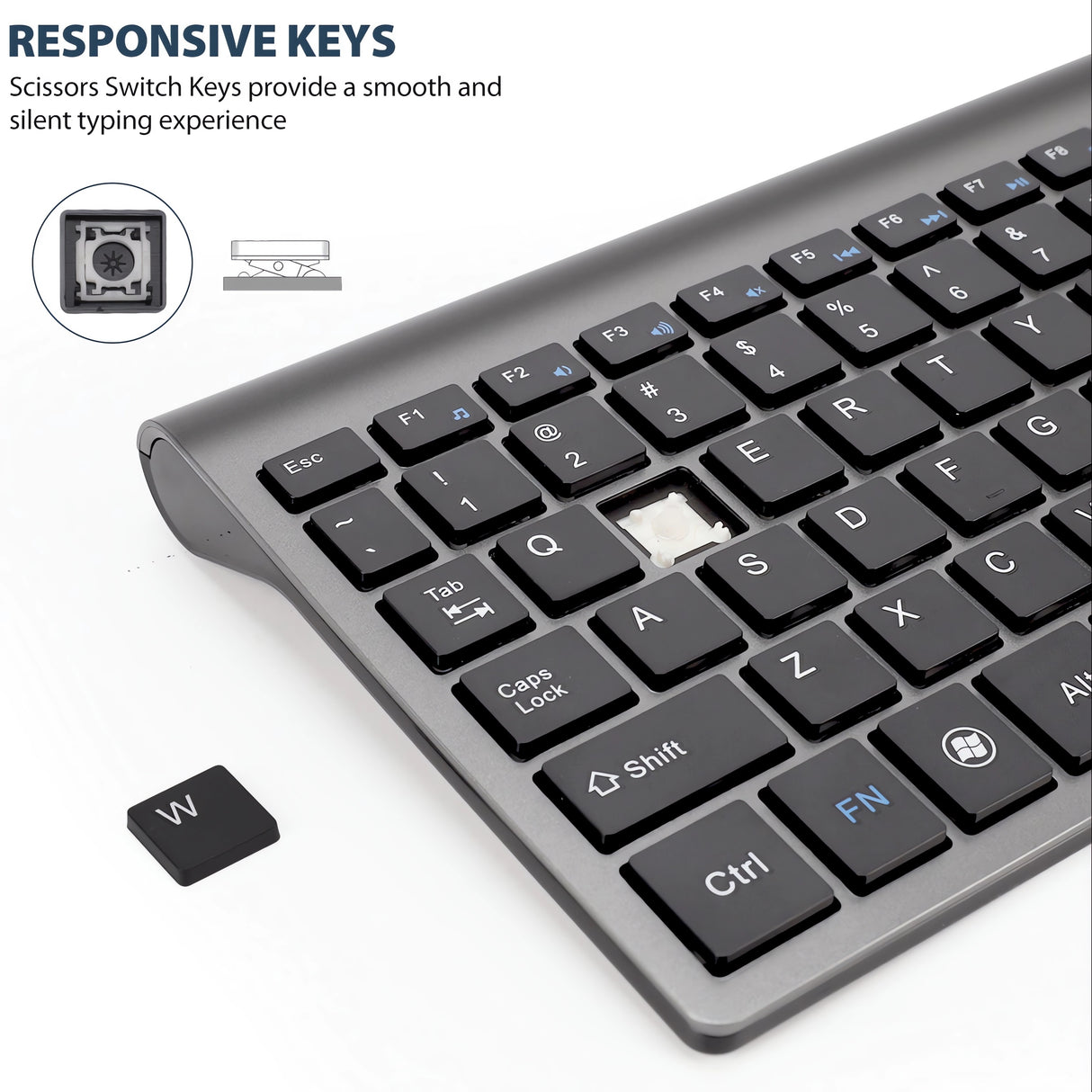 Bervolo Combo Keyboard and Mouse, Gray