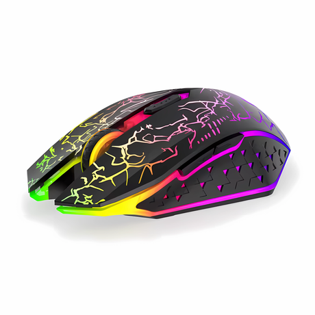 Mouse Gaming Wireless Bervolo® Spider, Dual Mode Bluetooth 5.2 & 2.4GHz, RGB, 6 Butoane Silențioase, DPI 1600, Reîncărcabil Type-C, Compatibil Windows, MacOS, Linux, Ergonomic, Negru
