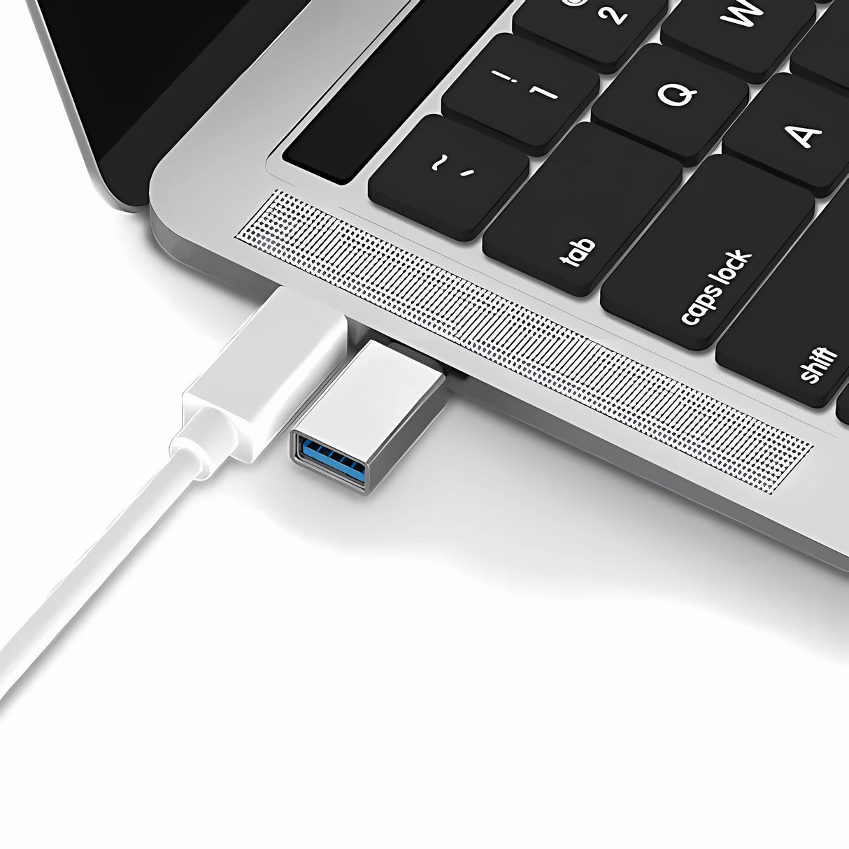 Bervolo Adapter With USB-C To USB-A 3.0 Plug, Fast Charging, Aluminium Housing, Silver