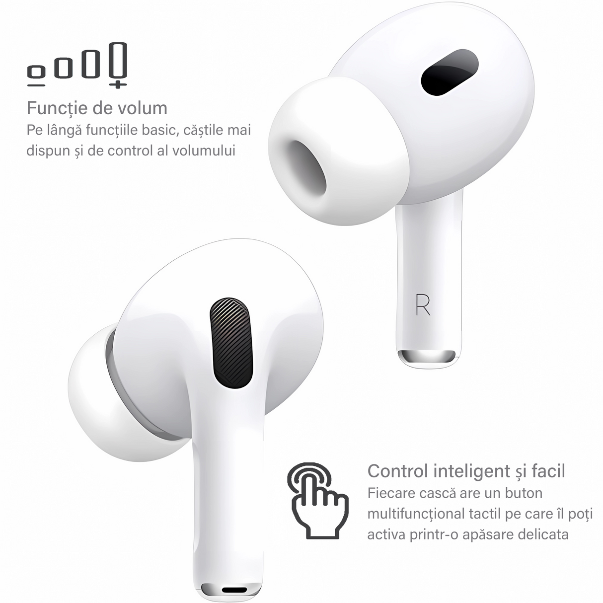 True Wireless Headphones Bervolo Vibe Pro2, Magnetic Housing, USB-C, Bluetooth, White