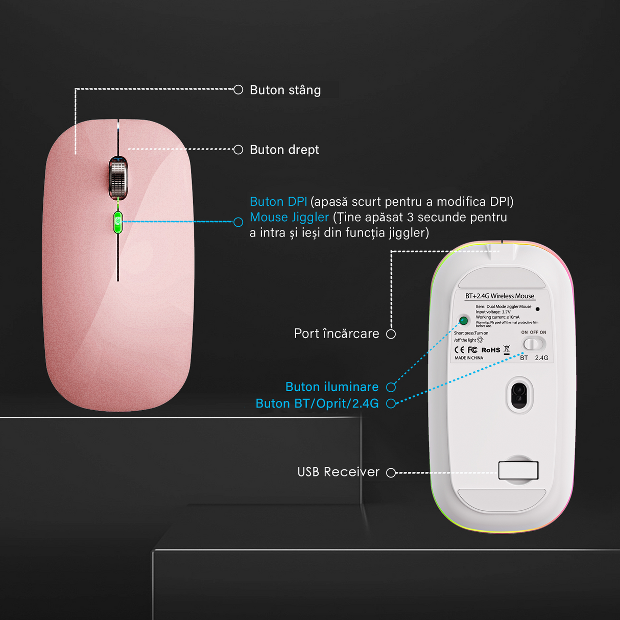 Dual Mouse Bervolo ProX, Jiggler, Rose Gold