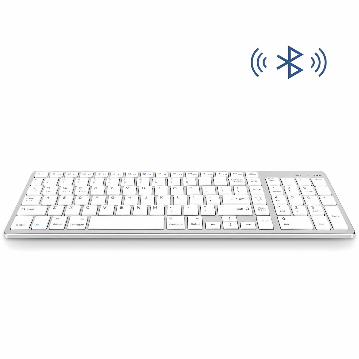 Tastatură Bluetooth Reîncărcabilă Bervolo®, Scissor Switch, Taste Multimedia, Compatibilitate Universală, Windows/Mac/iOS/Android, Silver