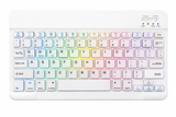 Tastatură wireless Bervolo® BackLight SlimCharge, reîncărcabilă, Bluetooth, ultra-subțire, 78 de taste, multi-dispozitiv, compatibilă cu Windows/Mac/Android/iOS, albă