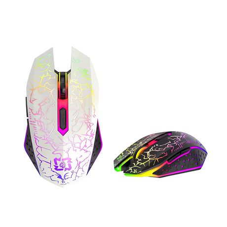 Bervolo® Spider Mouse Wireless de Gaming, Dual Mode Bluetooth 5.2 & 2.4GHz, RGB, 6 Butoane Silențioase, DPI 1600, Reîncărcabil Type-C, Compatibil Windows, macOS, Linux, Ergonomic, Alb