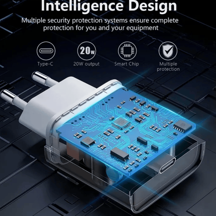 Încărcător de rețea Bervolo® USB-C, Fast Charging, PD 20W, Compatibilitate Universală, Alb