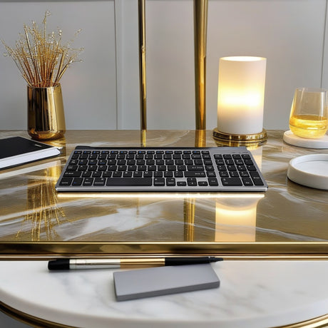 Tastatură Bluetooth Reîncărcabilă Bervolo® – Scissor Switch, Taste Multimedia, Compatibilitate Universală, Windows/Mac/iOS/Android, Gri/Negru