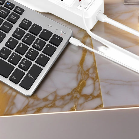 Tastatură Bluetooth Reîncărcabilă Bervolo® – Scissor Switch, Taste Multimedia, Compatibilitate Universală, Windows/Mac/iOS/Android, Gri/Negru