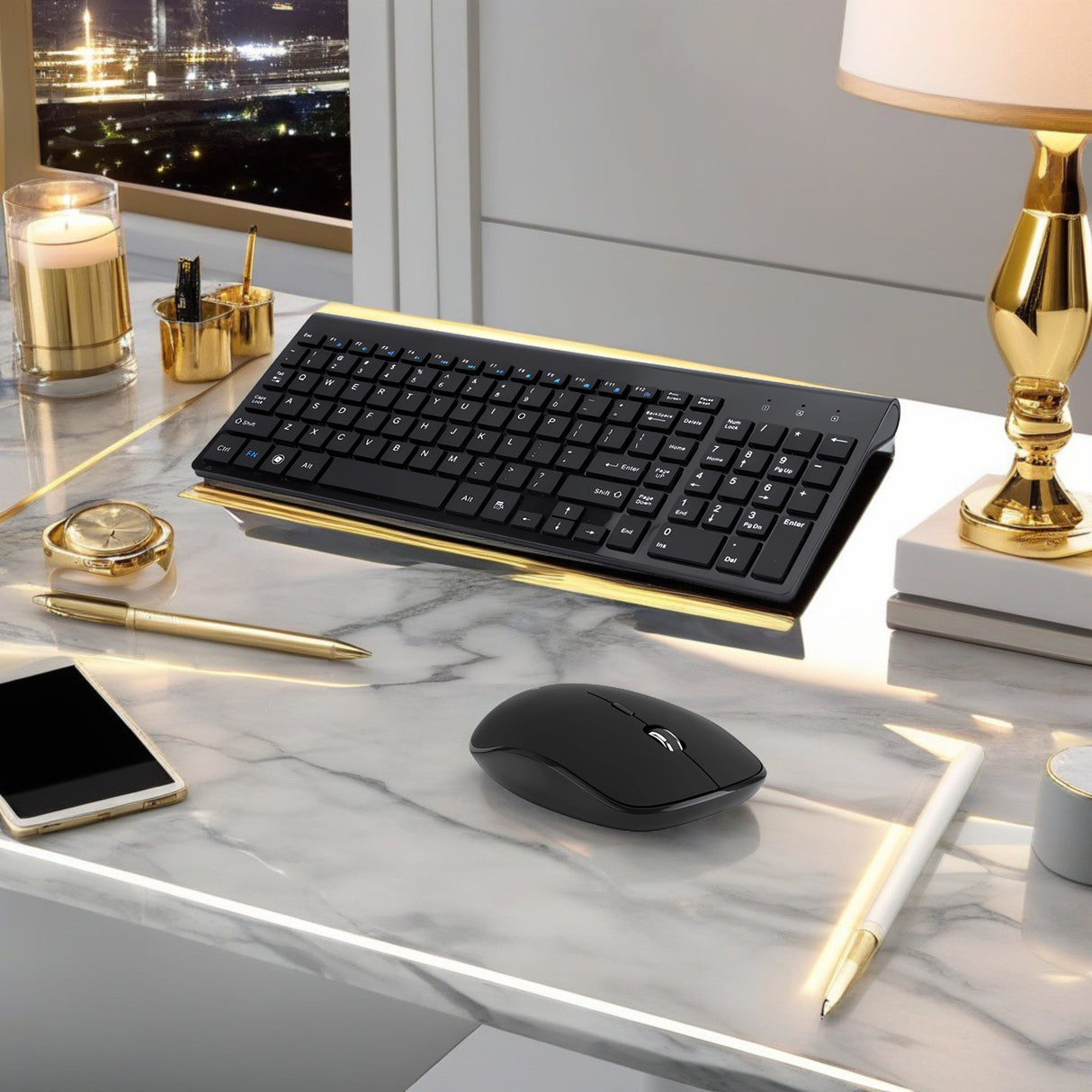 Bervolo Combo Keyboard and Mouse, Black