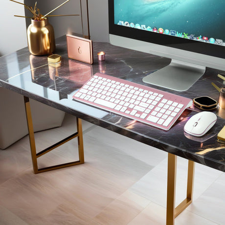 Set Universal Combo Tastatură și Mouse Premium Bervolo®, Wireless 2.4G, Click Scissor Switch, Versiune US, Rose Gold