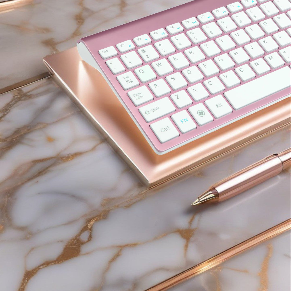 Bervolo Combo Keyboard and Mouse, Rose Gold